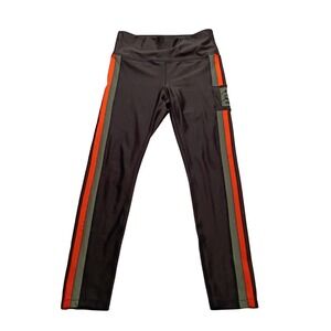 BPN Leggings Women's Side Stripe Pocket Black Orange Olive Green Size S NWOT